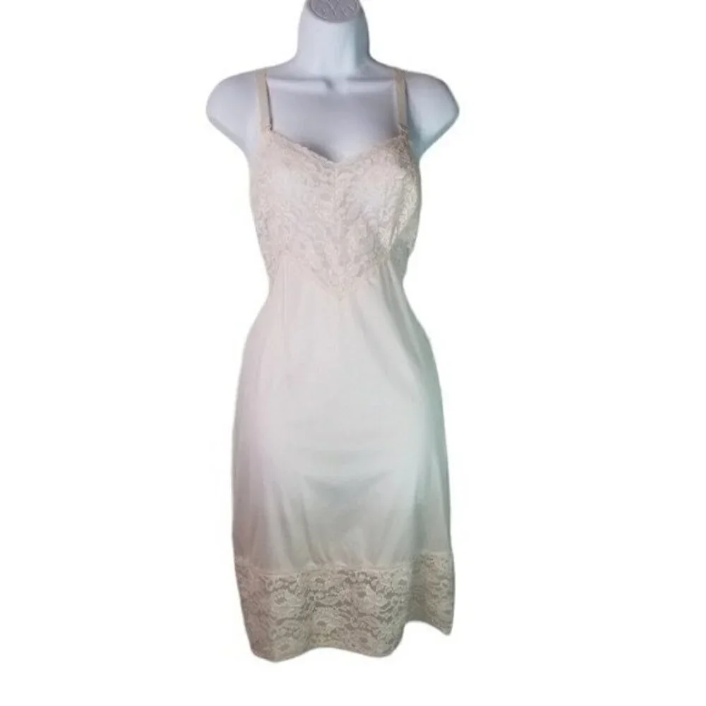 Vtg 50s Movie Star blush pink fullslip lingerie slip dress